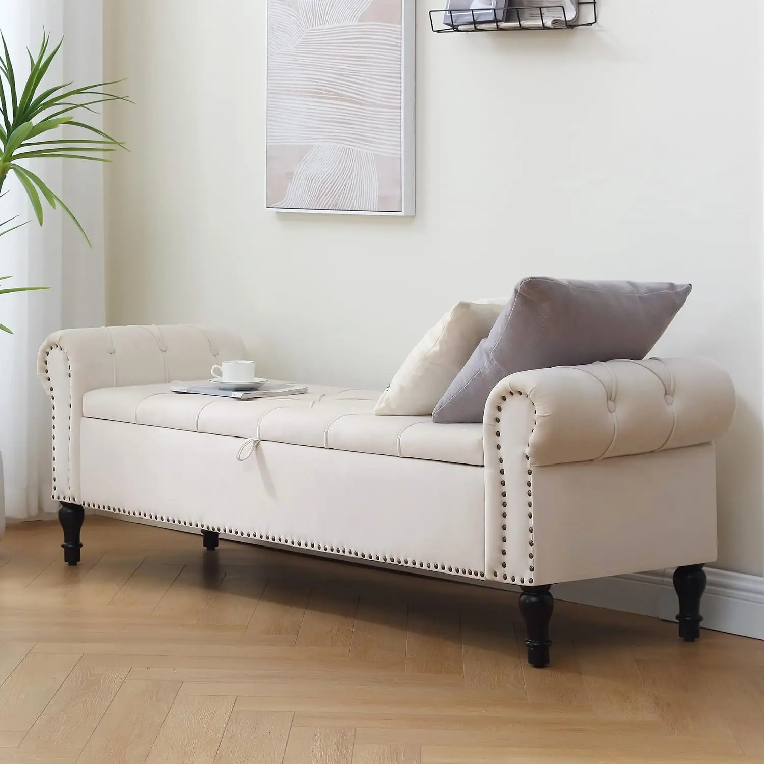 Storage Bed Bench for Bedroom, Velvet 67