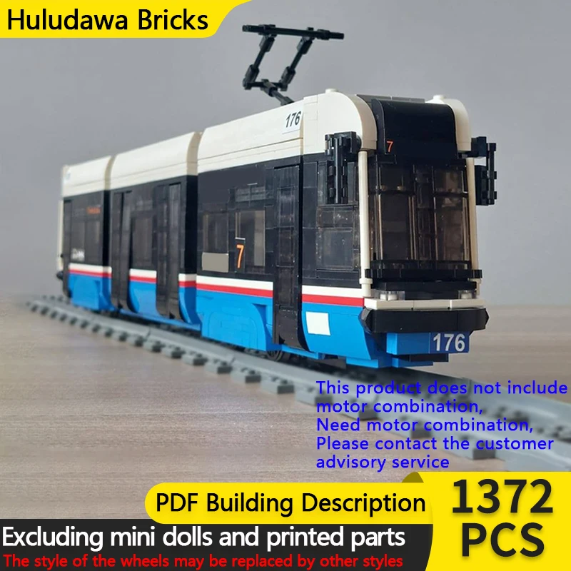 

Модель городской автомобиль MOC, строительные кирпичи, моторизованный пассажирский Tram, модульная технология, детские праздничные подарки, сборные игрушки, костюм