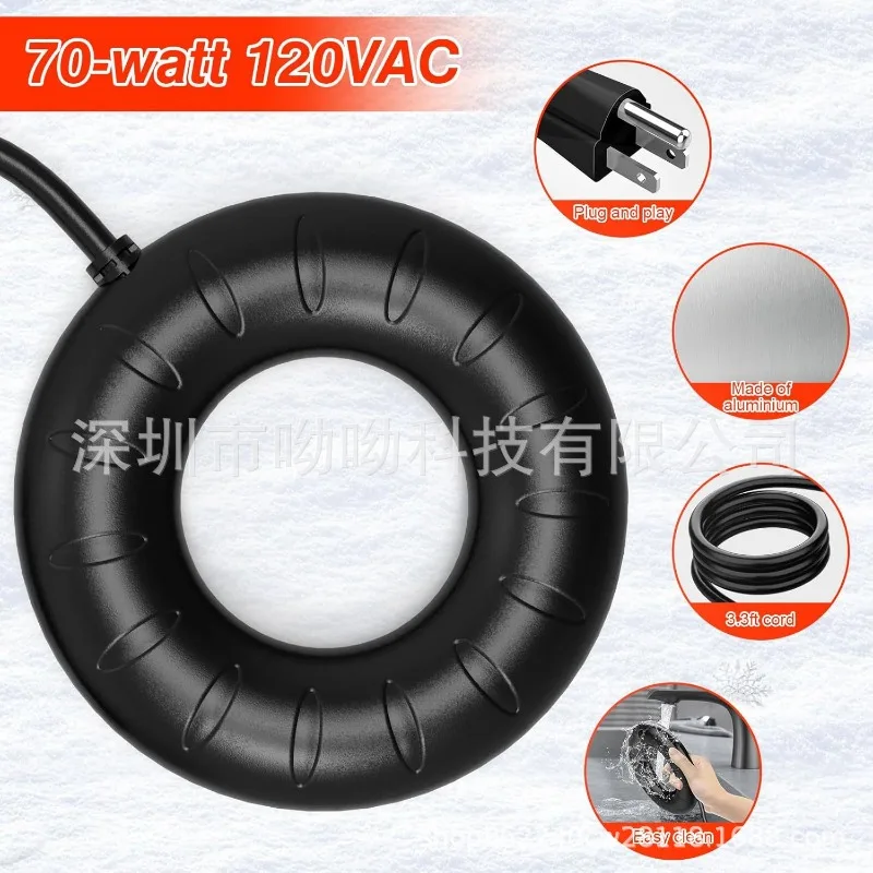 70W Livestock Water Trough Deicer Heater 120V Outdoor Bird Bath Ice Melter for Chicken Duck Horse Cow Farm Winter Water Heating