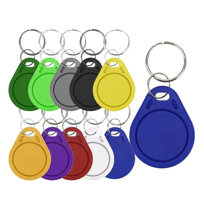 10pcs 125KHz T5577 Keyfobs Rewritable Duplicate Tag 5200 Proximity Copy Access Control Card ID Token Ring RFID Cloner Keychain