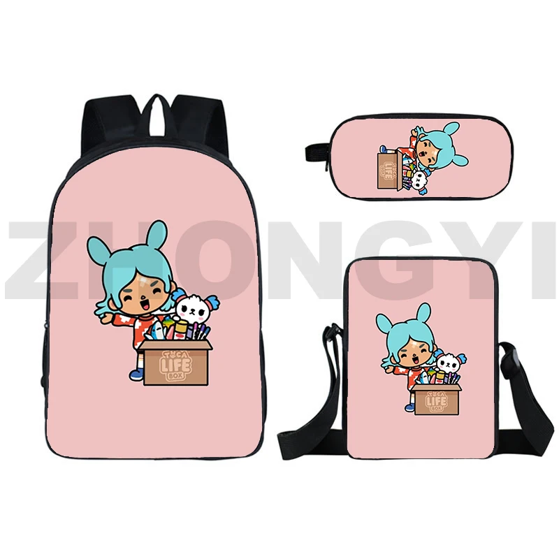 Fashion Canvas Toca Life World Game Boys Sport Bag Toca Boca 3D Backpacks 16 Inch Large Capacity Women Men Anime Cute Packbag