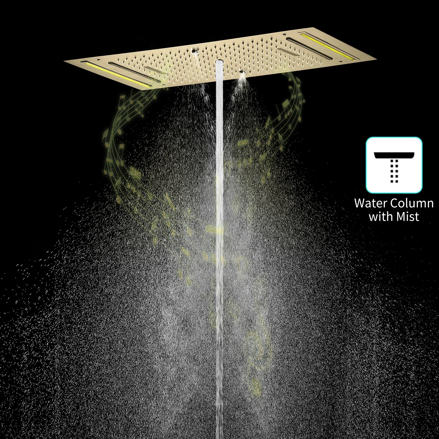 

Smart Temperature Display Thermostatic Mixer Bathroom Faucet Music Showers Experience Brushed Gold Couple Shower System