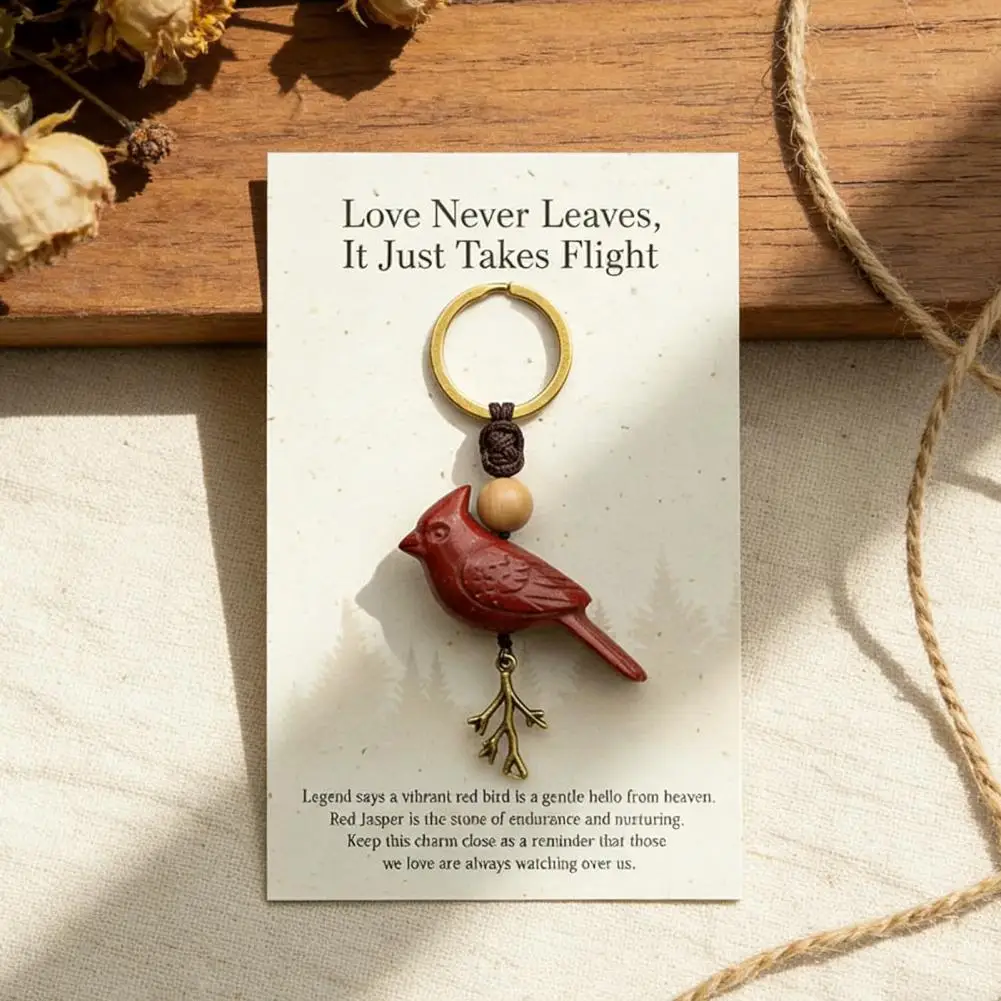 Song of Nature Bird Keychain for Peace And Courage Natural Gemstone Bird Charm for Keys Backpack Car Lucky Gifts for Men Women