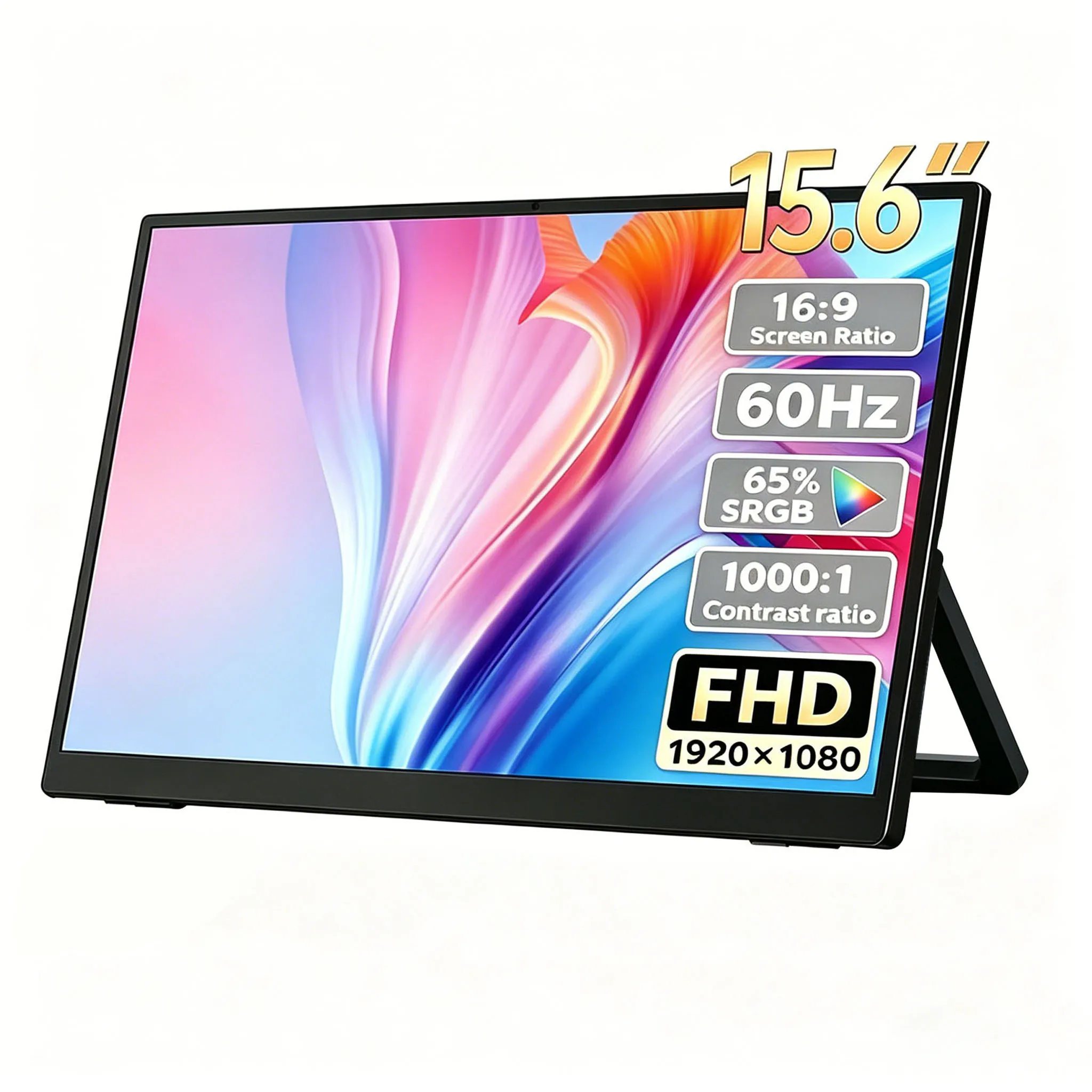 15.6-inch Gaming Monitor Portable External Screen 1920X1080 Plug & Play Secondary Monitor For Mobile Phone/PC Built-in Speakers
