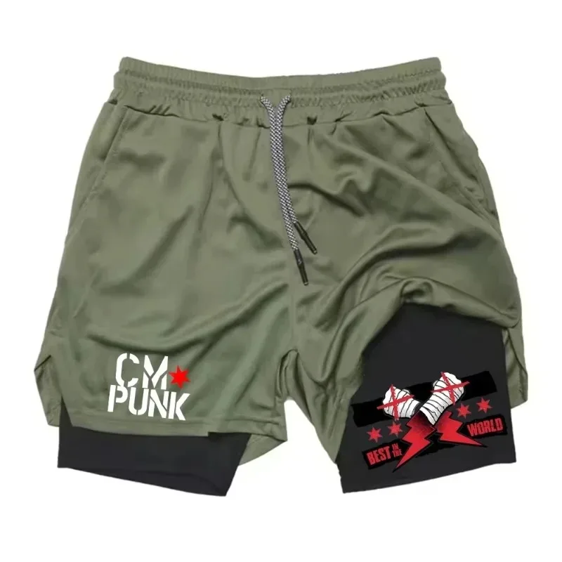 

Мужские шорты для бега с карманом для телефона и петлей для полотенца, дышащие, модные, для фитнеса и тренировок, 2-в-1, двухслойные