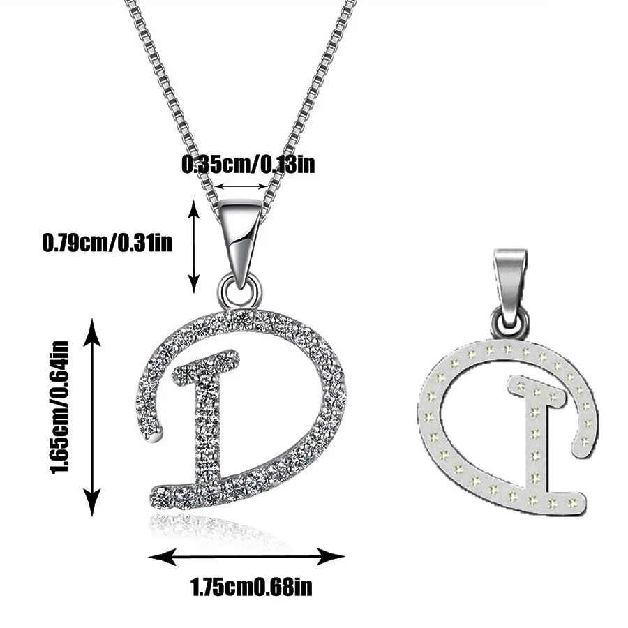 Colares de moissanite com pingente de letra "D'' com certificado Gra colar de prata esterlina 925 para mulheres