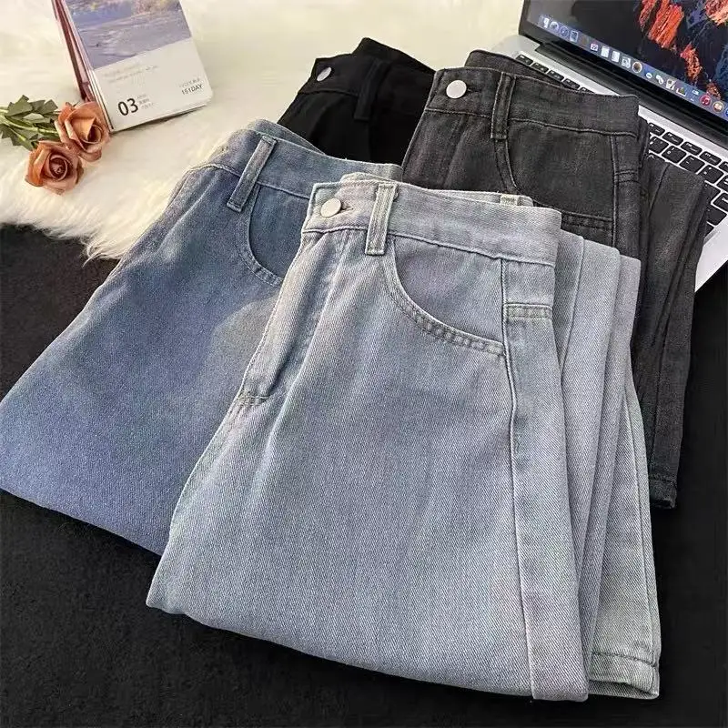 

ex Повседневные свободные тонкие джинсы с высокой талией, прямые брюки, противоизносостойкие летние модные японские джинсы