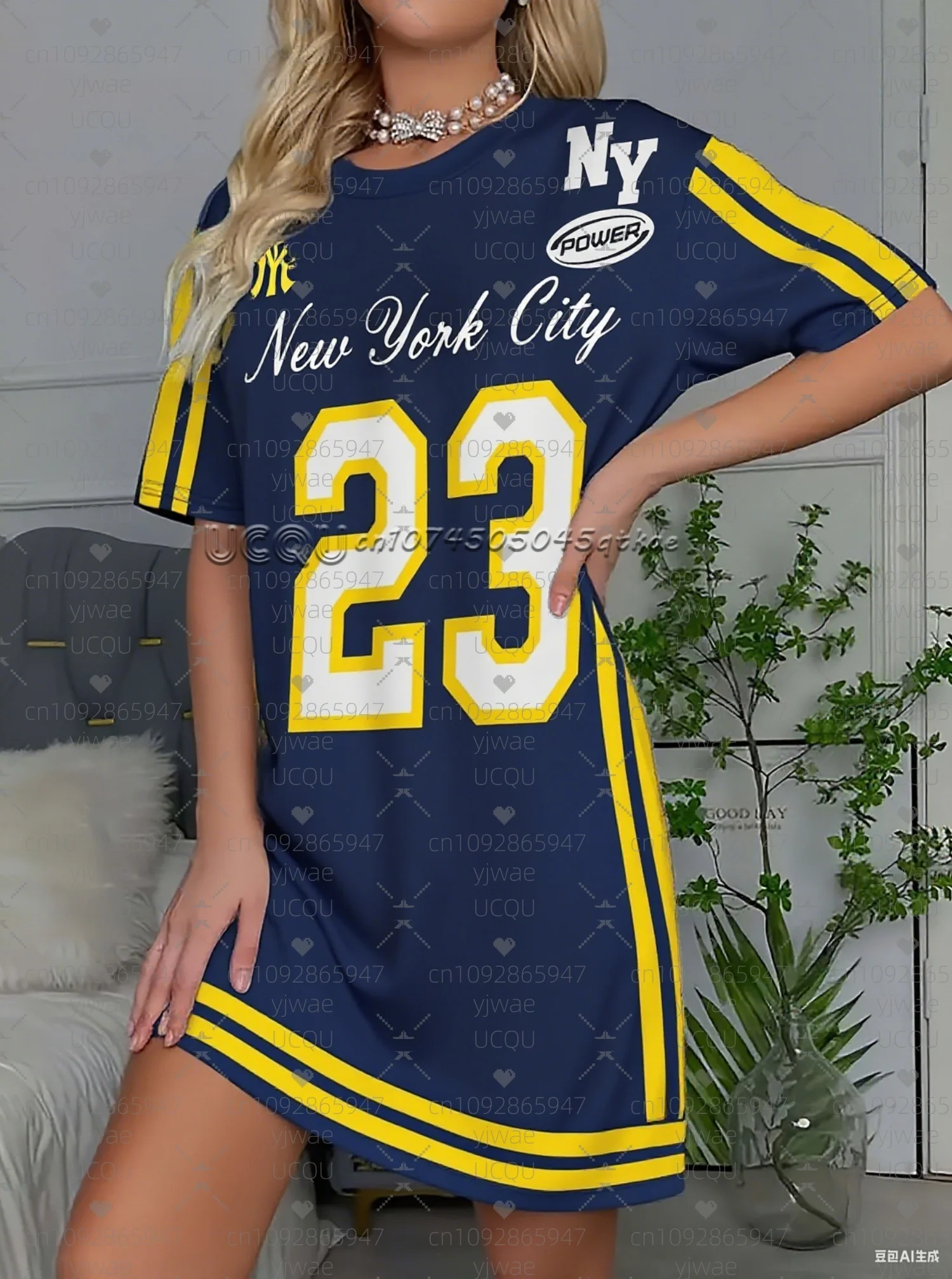 2025 Summer  Women T-Shirt Dress Loose Casual NEW YORK CITY Printed O-Neck Lady Short Sleeve Pullover Dresses Women Clothing