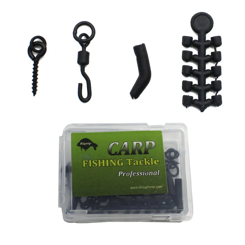 Carp Fishing Accessories Kit Anti Tangle Sleeve Hook Stop Beads Bait Screw Rig Kicker Swivel for Spinner Rig Material Equipment