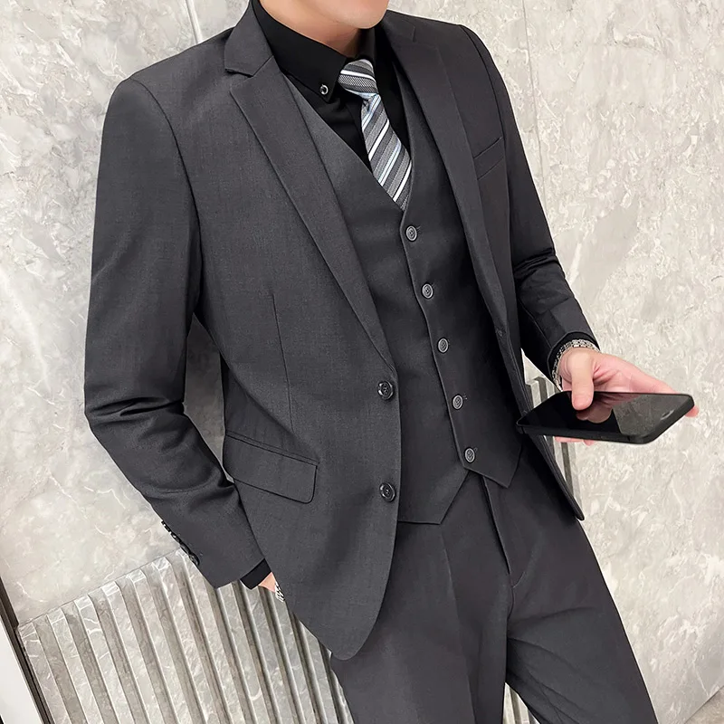 Traje de negocios para hombre, conjunto de 3 piezas (chaqueta, chaleco y pantalones), Blazer ajustado, esmoquin de boda, ropa de padrino de boda