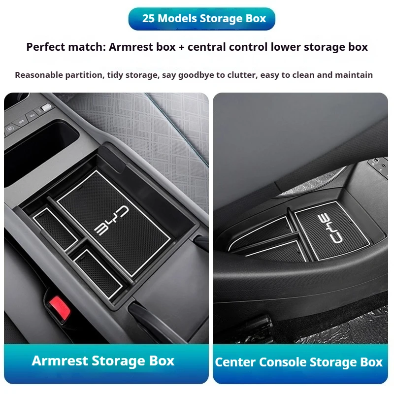 For BYD ATTO 3 Yuan Plus 2022-2025 Armrest Box Storage Box Central Control Lower Storage Box Car Interior Storage