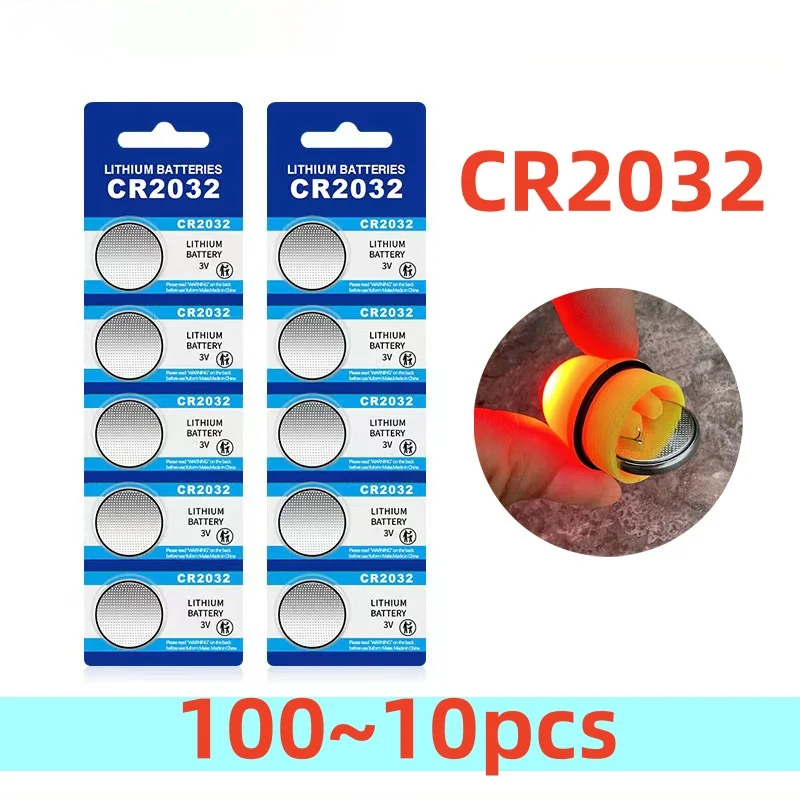 100pcs CR2032 CR 2032 3V Lithium Battery For Watch Calculator Clock Remote Control Toys Button Coins Cell 10pcs Lithium Battery