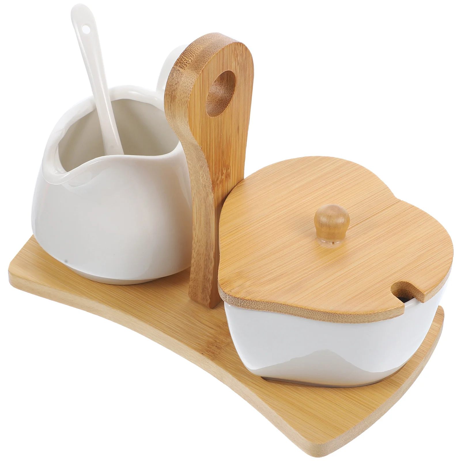 

Керамическая сахарница, набор кувшинов для крема с бамбуковым подносом, ложкой для домашнего декора отеля, подарок, банка для сахара, набор для чая с молоком