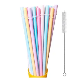 20 Piece Macaron Color Straws 9 Inch 230mm Long Plastic Reusable Drinking Straw with Cleaning Brush for 20oz  30oz Tumbler Cup