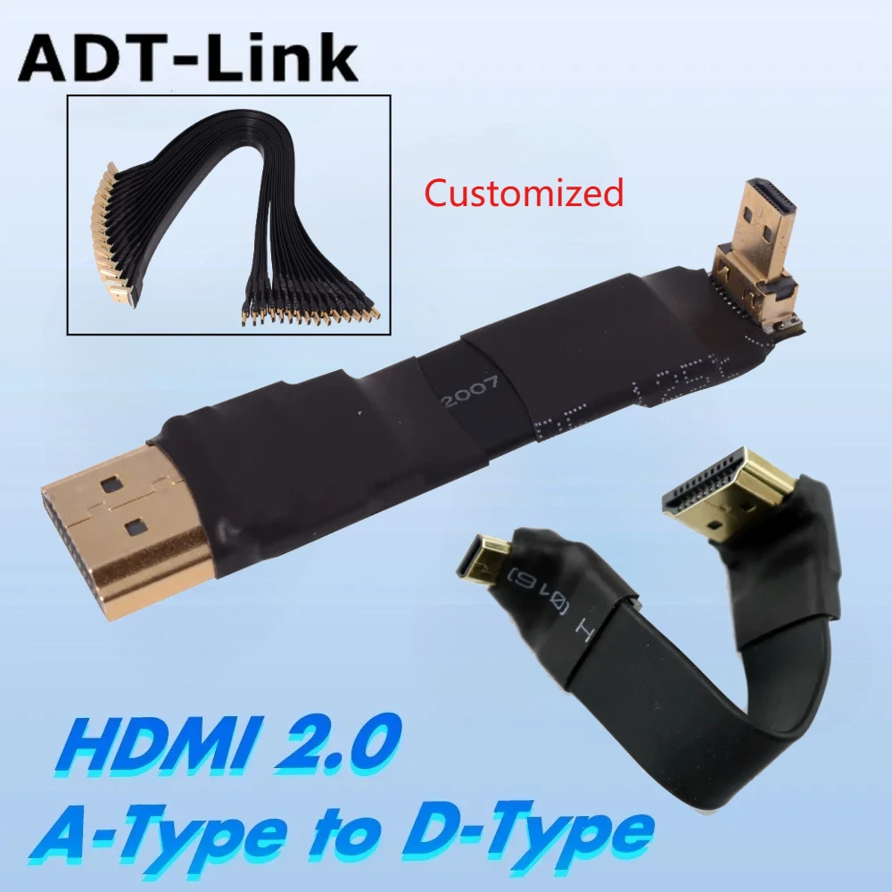 

Micro HDMI-Compatible Shielded Flat Ribbon Cable 4K Type-A To Type-D Standard HDMI Wire for Tablet Camera FPV Aerial HD Displays