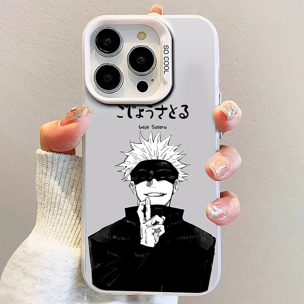 Anime J-Jujutsu Kaisen S-Satoru G-Gojo Phone Case for iPhone 12 11 13 14 15 16 Max Pro Plus IMD Shockproof Silicone Coque