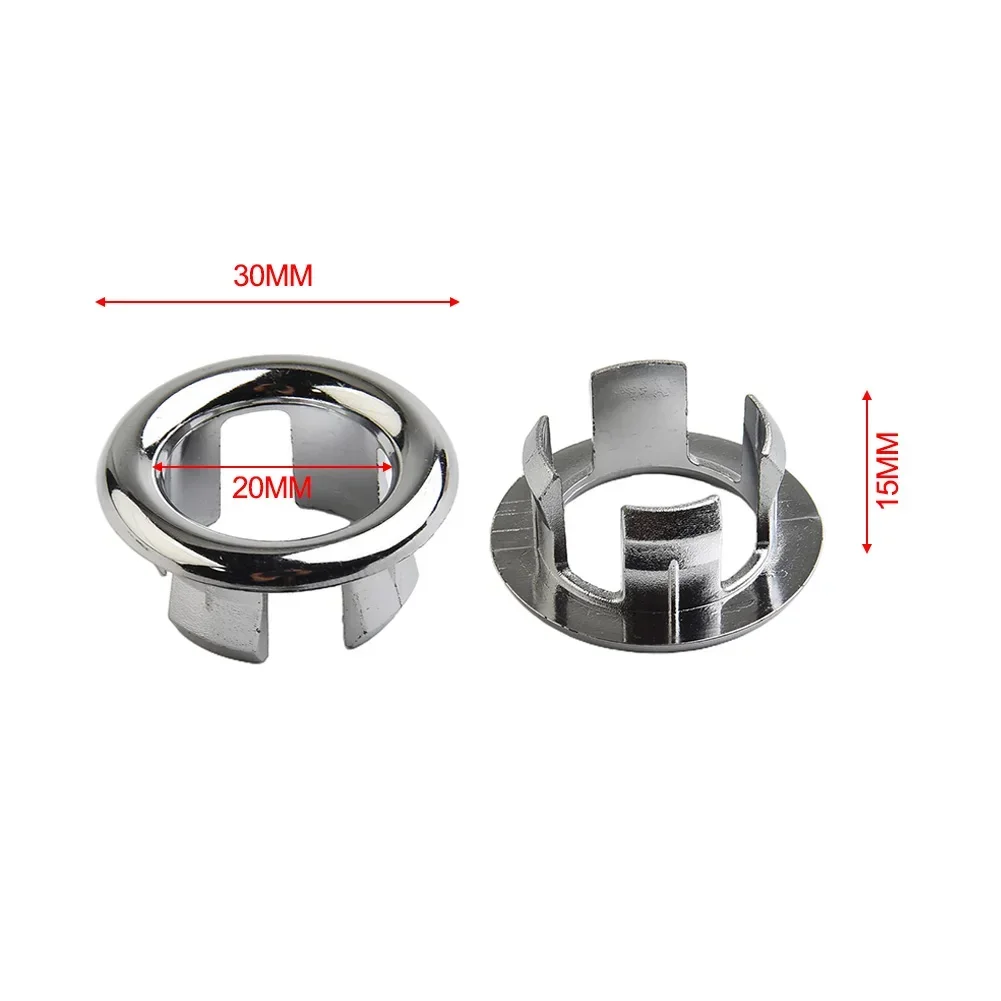 4PCS Bath Sink Ring Overflow Cover Plastic Silver Plated Bathroom Ceramic Basin Overflow Ring Insert Chrome Ring Hole Cap