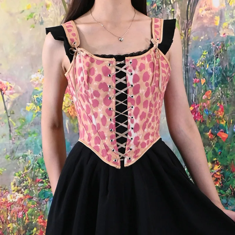 

Fashion Overbust Corset for Women Lace Up Bustiers Tops Corduroy Corsets and Bustiers with Shoulder Strap Outfit Plus Size