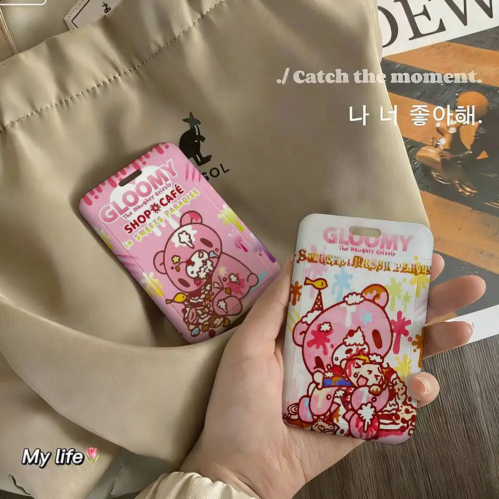 Cartoon G-gloomy Bear ID Badge Card Holder Lanyard Kids Credit Card Case Neck Strap Door Card Holder Credentials Gift