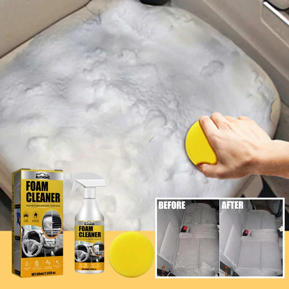 Multi-Purpose Foam Cleaner With Sponge Fast Car Seats Headliner Stain Remover For Vehicle Auto