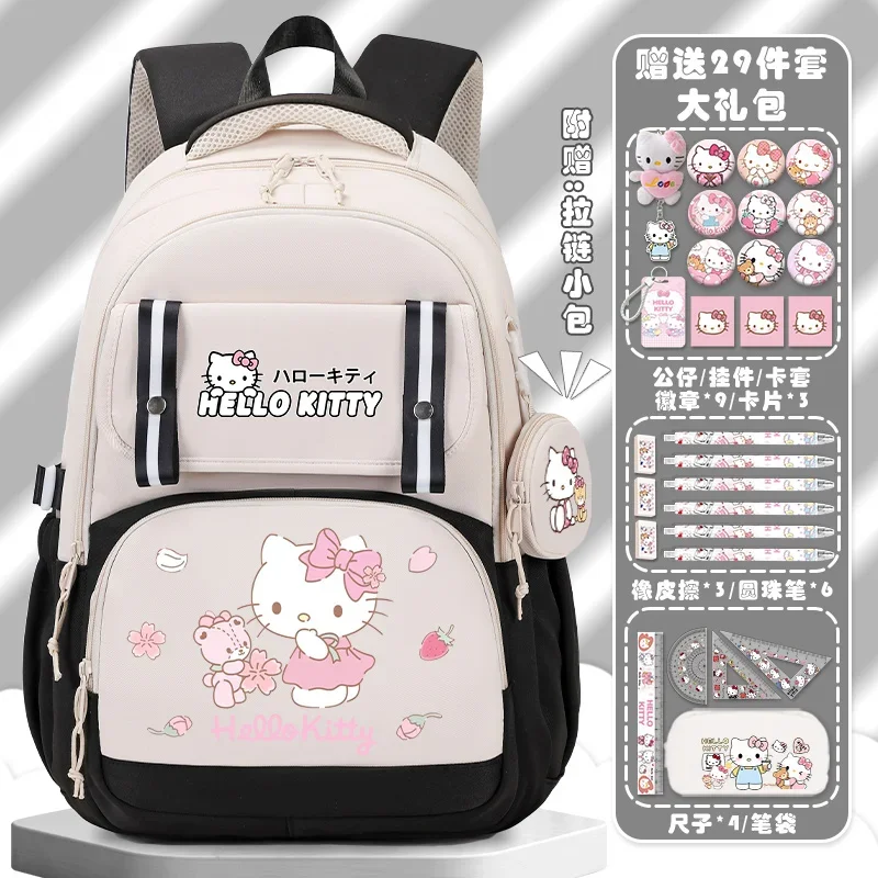 Sanrio Hello Kitty Student Schoolbag, mochila infantil de grande capacidade, leve casual, novo