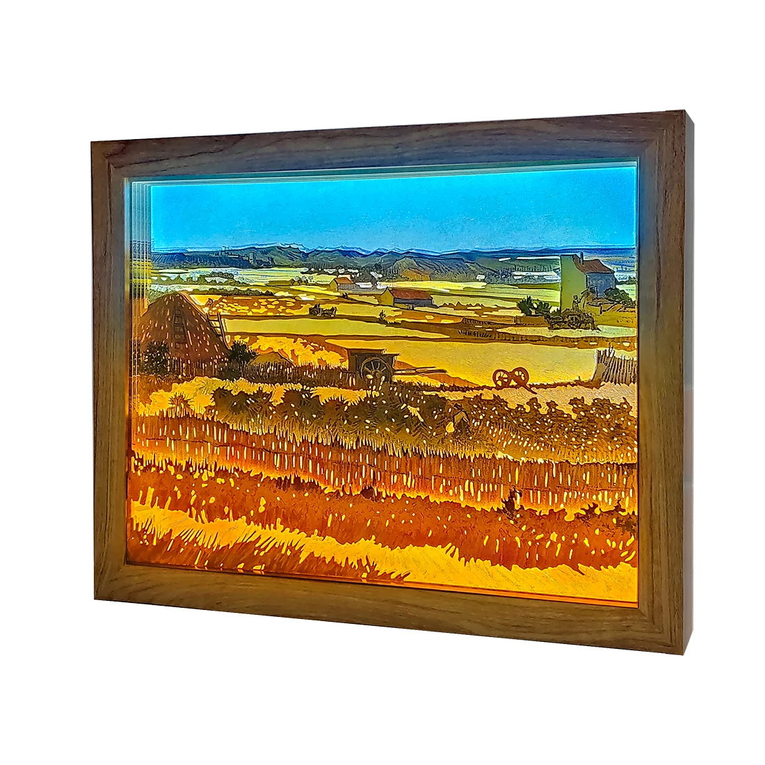 

Wall Photo Frames Shadow Box Led Table Lamp Van Gogh'S Harvest Paintings For Living Room Frames Pictures Poster Frame Wall Art