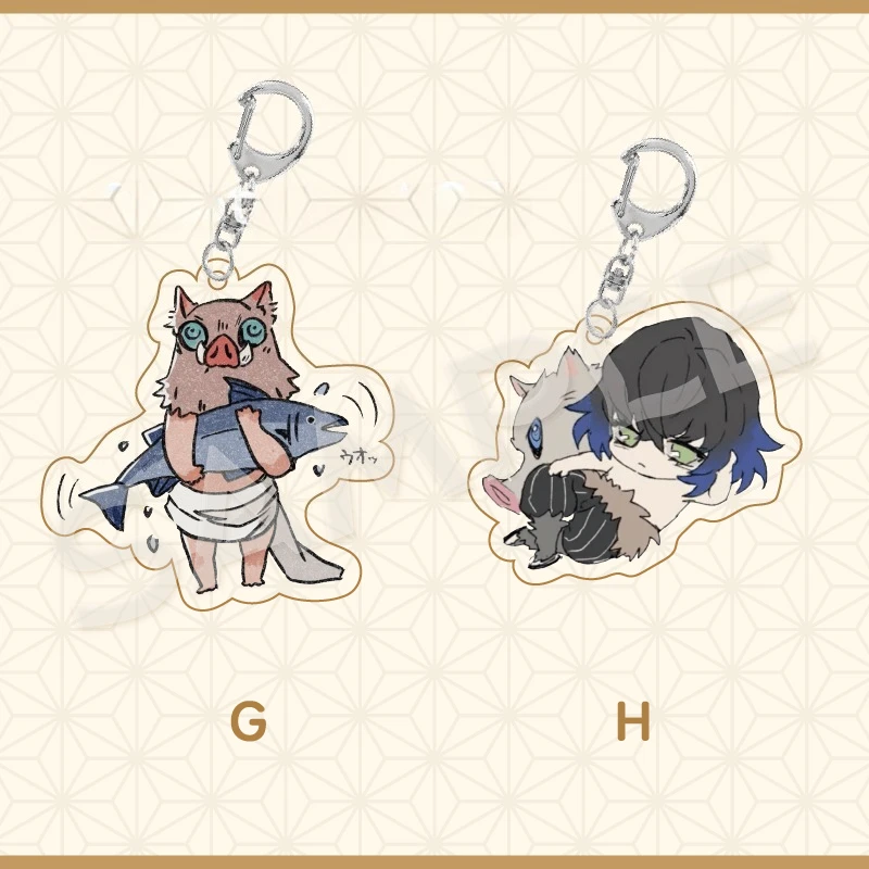 Demon Slayer Tanjiro Kamado Hashibira Inosuke Nezuko sleutelhanger creatieve hoogwaardige cartoon print student rugzak decoratie