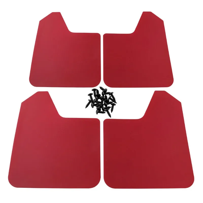 Red & Black Splash Guard Mud Flaps, Universal Vehicle Fender Anti-Splash Protector for Pickup Trucks SUV Vans