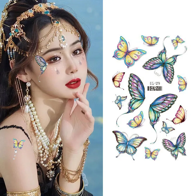 

Butterfly Wings Eye Face Hands Body Art Fake Tattoos Shiny Tattoo Sticker Waterproof Eyes Makeup Dance Music Festival Women Girl