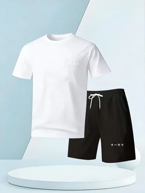 Trend Mesh Netting, Breathable and Sweat-Removing Outdoor Sports and Leisure T-Shirt Set