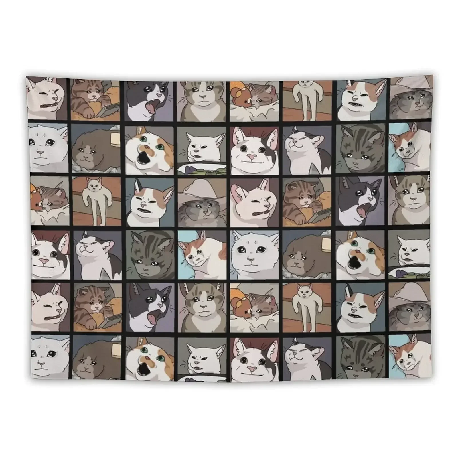 

Meme Cats 2.0 Tapestry Wallpaper Bedroom Room Decorations Aesthetic Tapestry