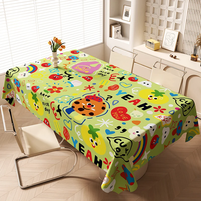 Dopamine Children Cartoon Printed Tablecloth Lovely Pvc Waterproof Table Mat for Dining Birthday Party Banquet Decoration