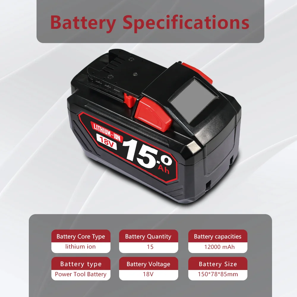 Pro Milwaukee M18 Battery Power Tool Náhradní dobíjecí lithium-iontová baterie pro Milwaukee 18V 9-15Ah 48-11-2460 21700 - náhled 2