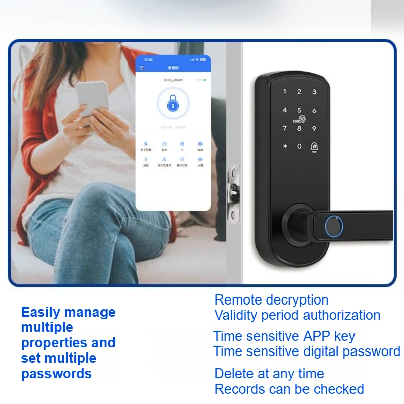 Kein Bohren Tuya Smart Lock Fingerabdruck Passwort Code Multi Entsperren Ersetzen Ball Lock Hotel Uniform Room Management TT Lock