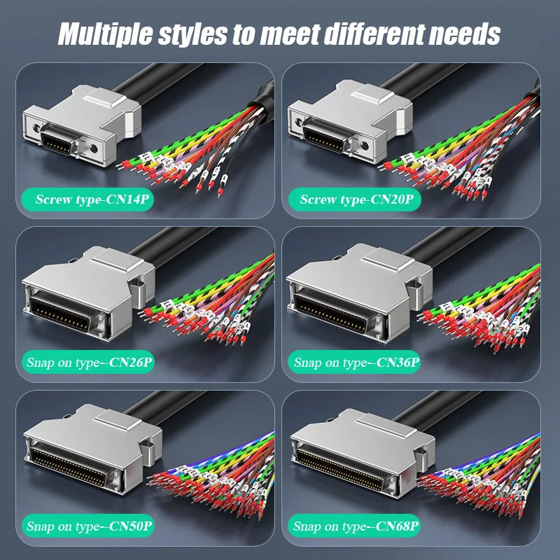 SCSI Female Single Head Servo Wire with Terminal and Number Tube CN14/20/26/36/50/68 Pin Female to Female Servo Connection Cable