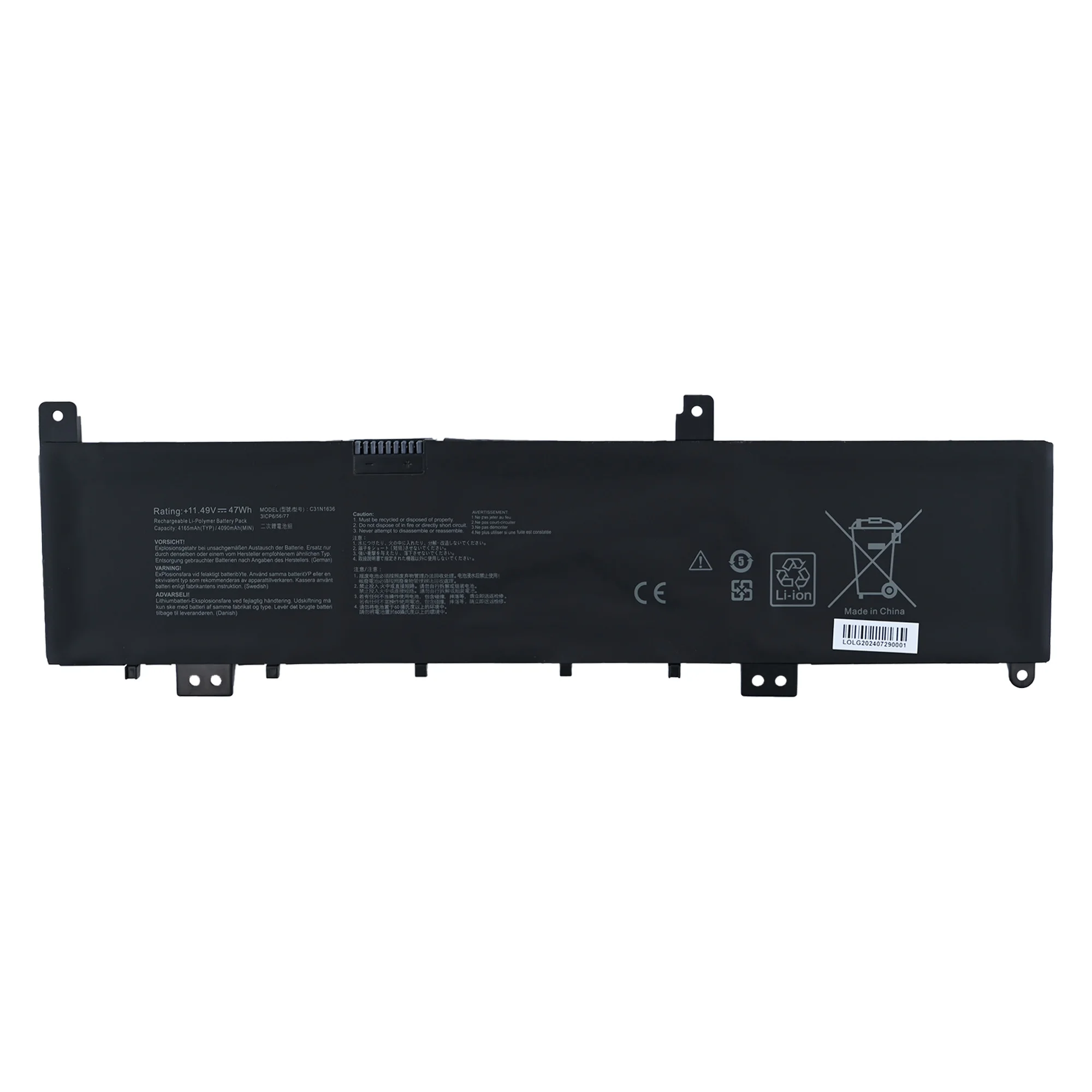 C31N1636 Laptop Battery for ASUS VivoBook Pro 15 N580V N580VD N580VN N580GD NX580V NX580VD X580V X580GD M580GD ZenBook UX502VD