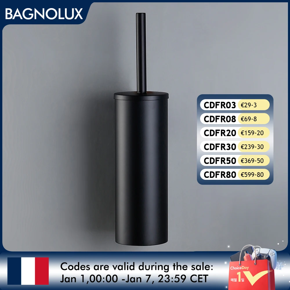 Bagnolux-escobilla de inodoro redonda de acero inoxidable, accesorio de baño de tipo duradero, color gris, con cubo protector