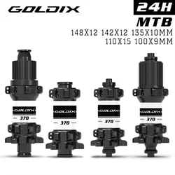 GOLDIX M370 Bicycle Hub 24H Sealed Bearing 6-bolt Disc Brake Straight Pull 24 Holes Ratchet 36T BOOST MTB Hub for Shimano SRAM