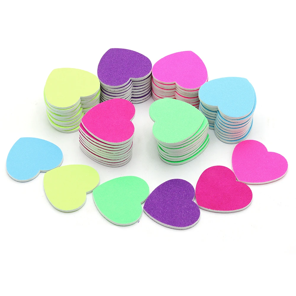 25/50 Love Heart Nails File Set Strong Sandpaper EVA Board Filer Nail Supplies For Professional Cutters For Manicure Consumables