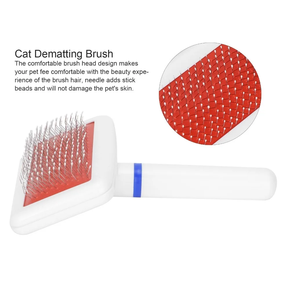 Smooth Metal Pins Pet Pin Brush Plastic Curved Frame Massage Nodules Cat Hair Remover Compact Body White Air Cushion