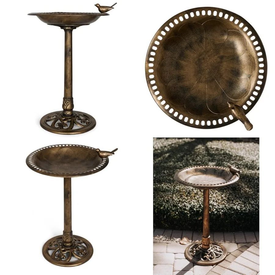 

Backyard Expressions Outdoor Garden Bird Bath with Bird - - Weather Resistant Polyresin - 30 Inch