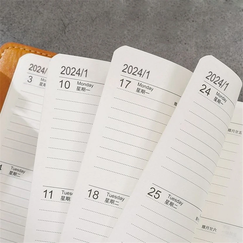 2023 Agenda Weekly Notebooks A6 Notebook Papelaria Planner Leather Diary Caderno Office Notepad Pocket Note Book Diario Calendar