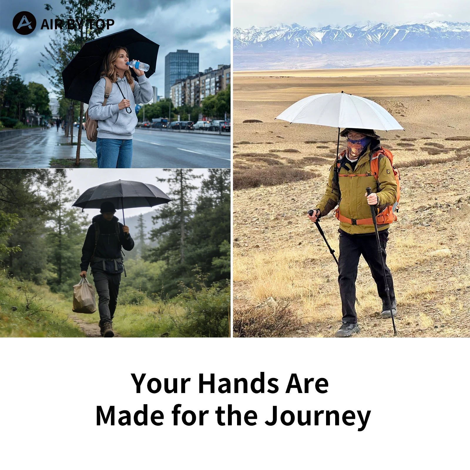 Clip para Paraguas de Mochila AIR BY TOP, Manos Libres, Ligero, para Senderismo al Aire Libre, Dispositivo Fijo para Sujetar Paraguas, para Facilitar el Trekking