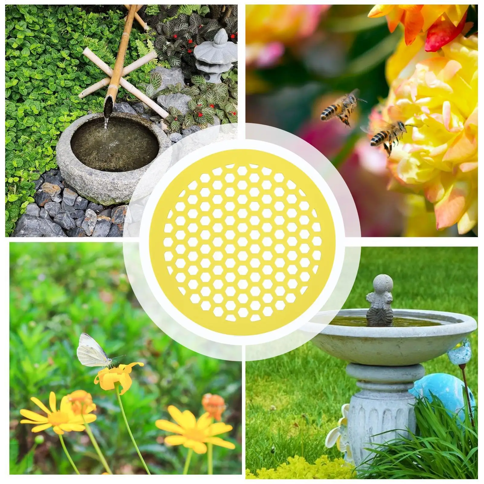 20CM EVA Floating Bee Waterer Bee Watering Feeder Station Honeycomb Feeder Bee Drinker Island Tray For Outdoor Garden Bee Tray