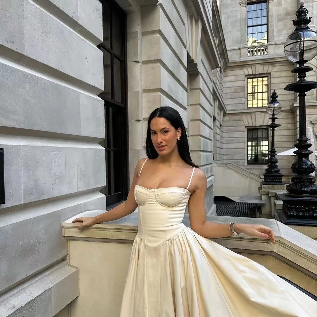 GORAFASHION 2024 Summer Women Dress Casual Elegant New Style White Cotton Dress with Pocket Sexy Ladies Long Evening Dress