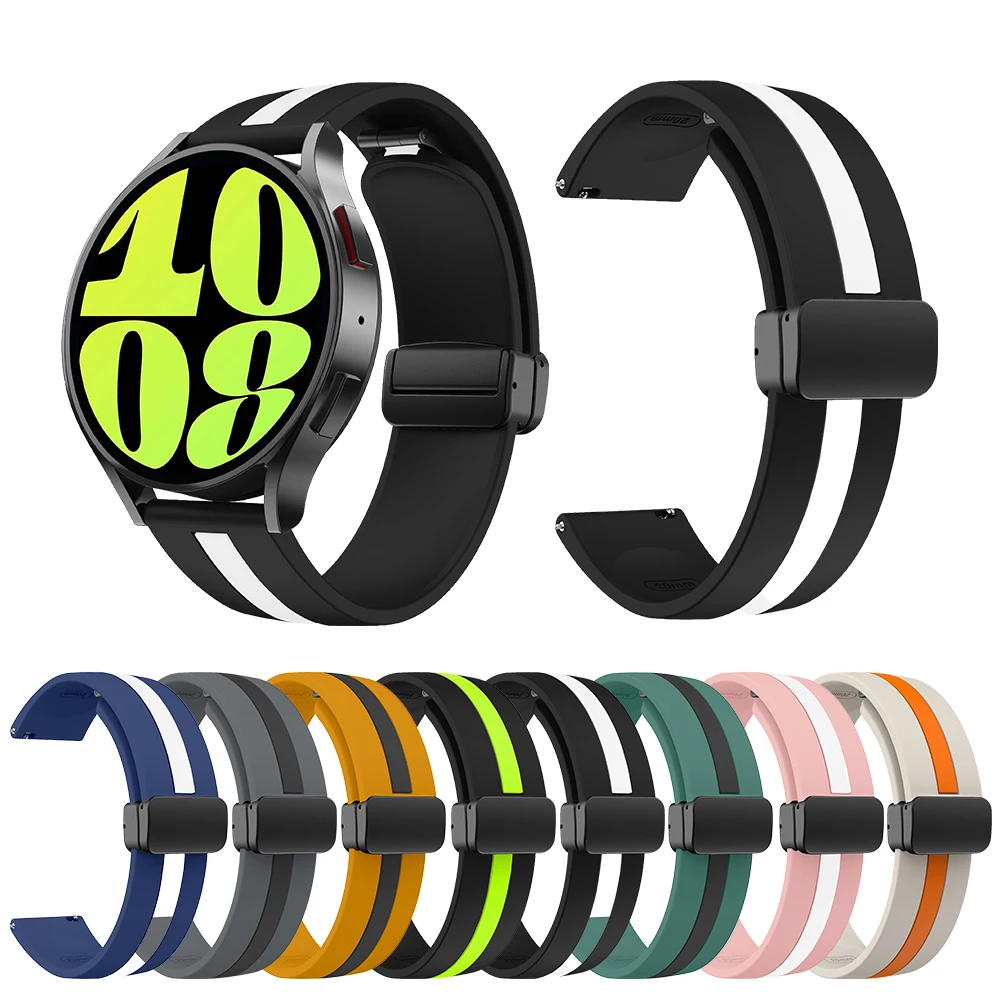 

Magnetic Buckle Strap for Samsung Galaxy Watch 4 classic Watch watch3 41mm soft Silicone portable band for Galaxy Watch 4 20mm