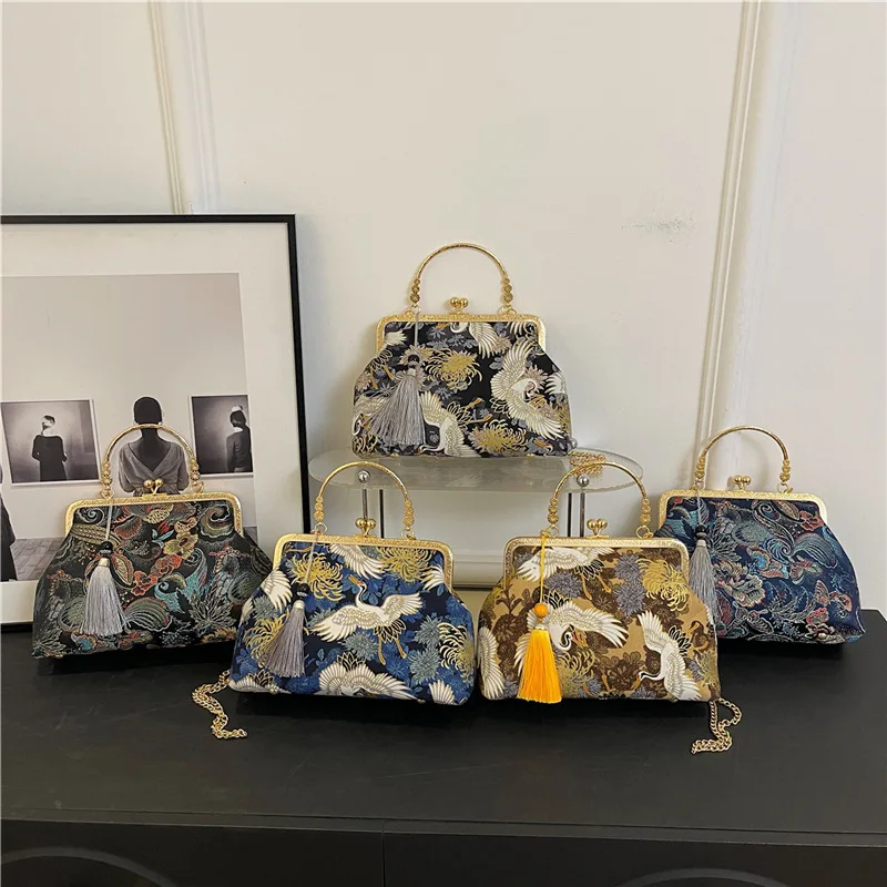 

Faionable Ethnic Sle QiPao Crossbody Bag Single oulder Slanting Bag Finied Product Bright And Attractive Handbag