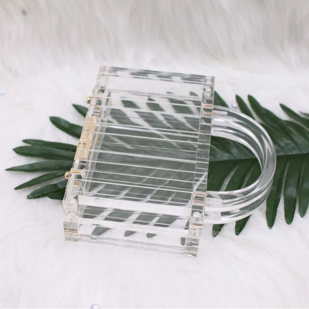 

Новый стиль, прозрачный модный акриловый ручной прямоугольный вечерний клатч для женщин, модный и простой дизайн