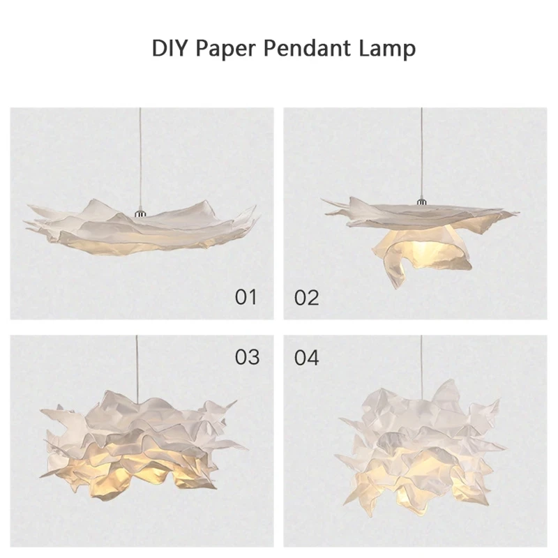 Minimalist Paper Chandelier Lighting Home Indoor Bedroom Living Room Pendant Hanging Lamps DIY White Suspension Light E27 Led