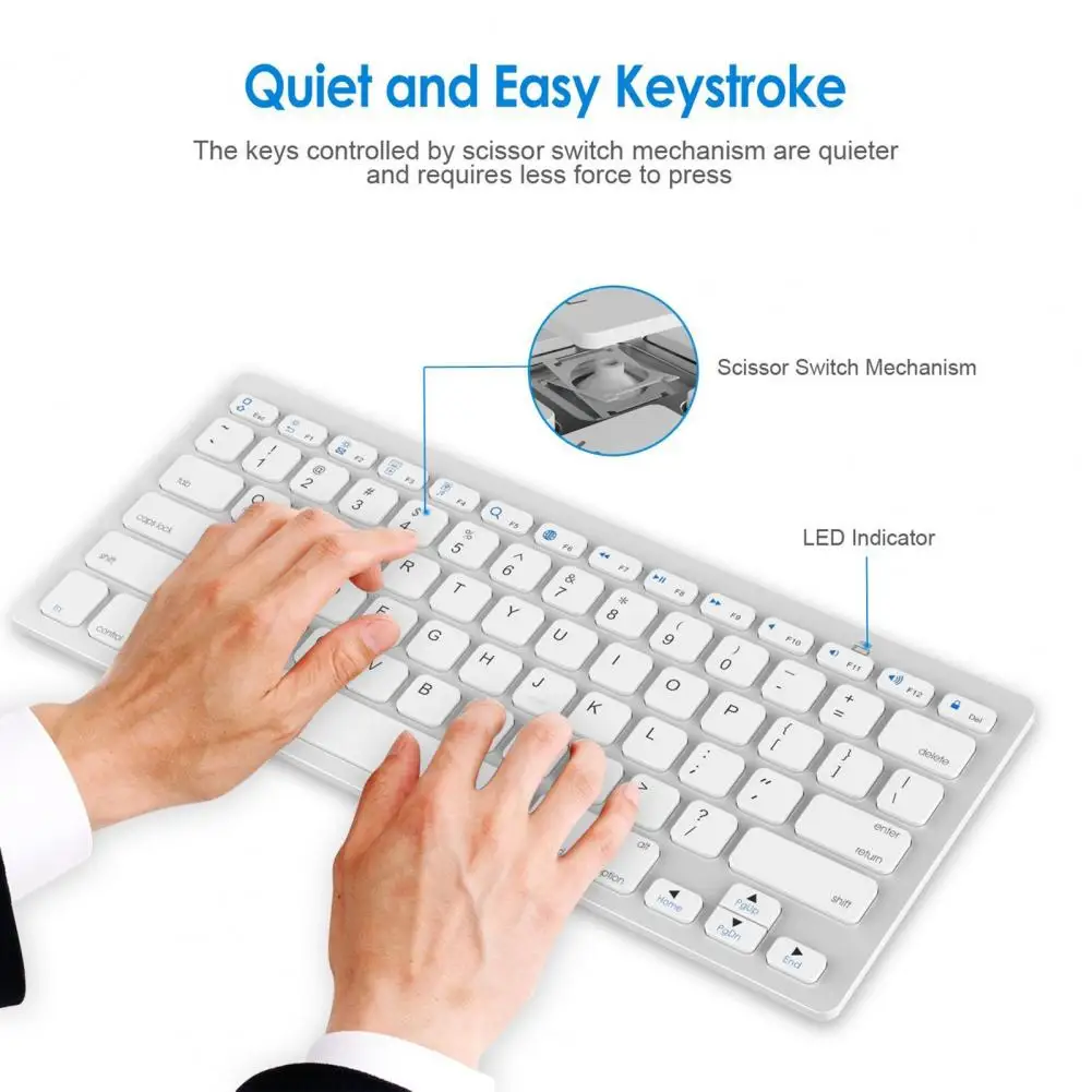 

Desk Keyboard Stylish Multimedia Function Battery Powered Bluetooth-compatible Office Keyboard Office Supplies